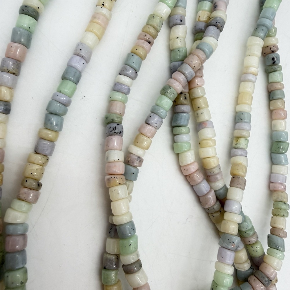 Vintage Pastel Beaded Necklace Heishi Lucite 4 Strand MCM
